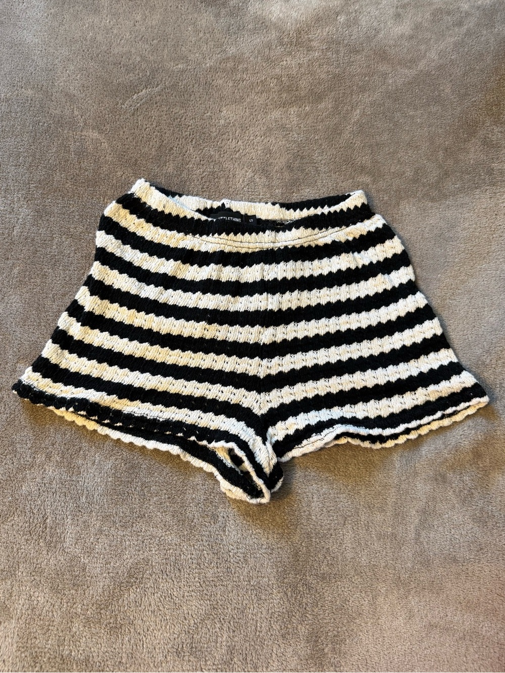Striped Black and White Crochet Women’s Shorts